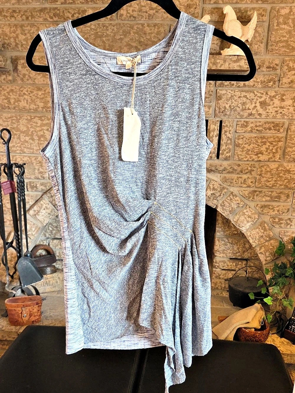Mystree Women'Small Marled Draped Tank Blue & White Size Small NWT